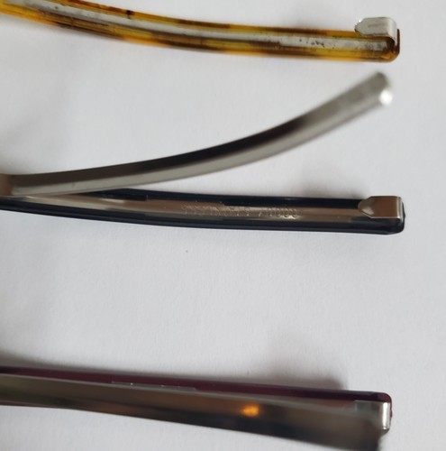 3 Vtg Goody Stainless Stay Tight Barrettes Faux Tort Black Maroon 3" 90s - Picture 12 of 18