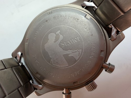 RARE TITANIUM Stauer Pilot Flyboy Chronograph Watch Men 42mm New Battery Nice - Picture 4 of 9