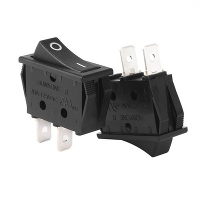 SPST OnOff 2 Terminal 2 Position Boat Rocker Switch Black AC 20A/125V 22A/250V