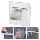 6 Pcs Transparent Curtain Rod Brackets Adhesive Holders for Bathroom Rod