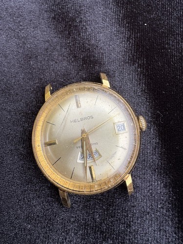 Montre vintage Helbros Date-King/Almanach à remontage automatique Allemagne - Photo 2/10