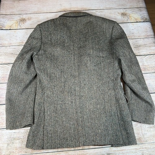 St Michael Harris Tweed Blazer Men's Medium Brown Herringbone Pure Wool Vintage - Picture 10 of 12