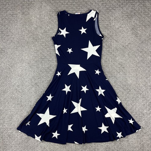 LuLaRoe Nicki Dress Womens Small Blue White Stars Patriotic Coastal Celestial - Picture 2 of 8