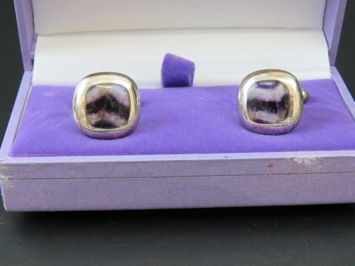 925 Sterling Silver and Derbyshire Blue John Cufflinks