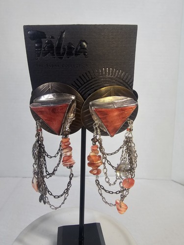 Tabra Brass Sterling Silver Red Spiney Shell Mexico With Fawn Dreams 925 Silver - Picture 2 of 13