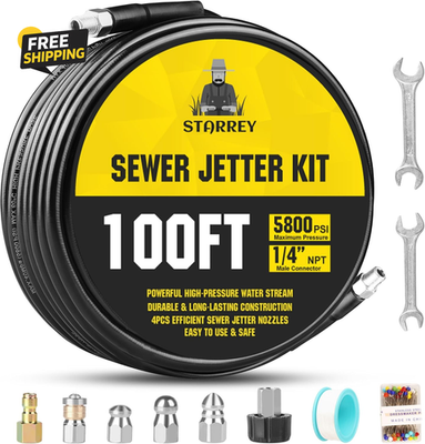 #ad Pressure Washer Drain Jetter Jetter Kit for Pressure Washer 100Ft 1 4 Inch $73.38