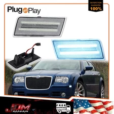 FOR 2005-2010 CHRYSLER 300 300C CLEAR ICE BLUE LED FRONT SIDE MARKER LIGHTS 2X