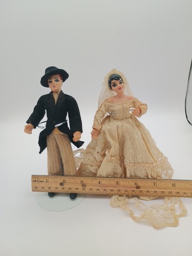 40s/50s Flagg Bride And Groom Rubber Dolls AS FOUND - Picture 12 of 21