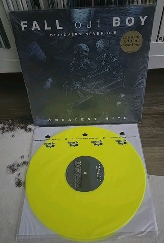 FALL OUT BOY Believers Never Die Greatest Hits Exclusive Yellow Vinyl Record LP - Picture 1 of 2