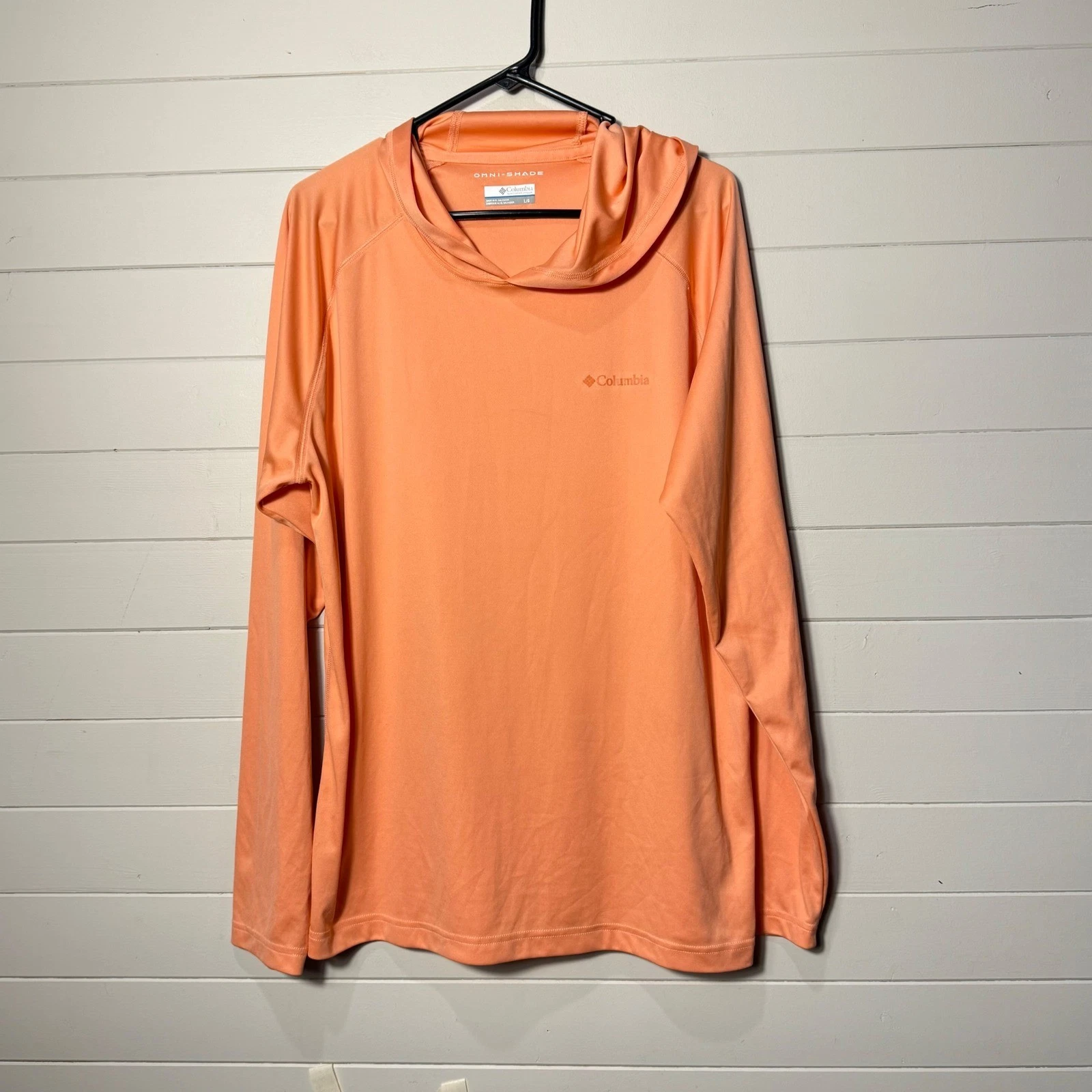 Columbia PFG Terminal Tackle Mens Hoodie Large Orange Omni-Shade XM6558