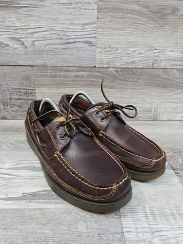 Sperry Top Side Mens Size 10 M Brown Leather Brown Lace Up Boat Shoes  - Picture 3 of 13