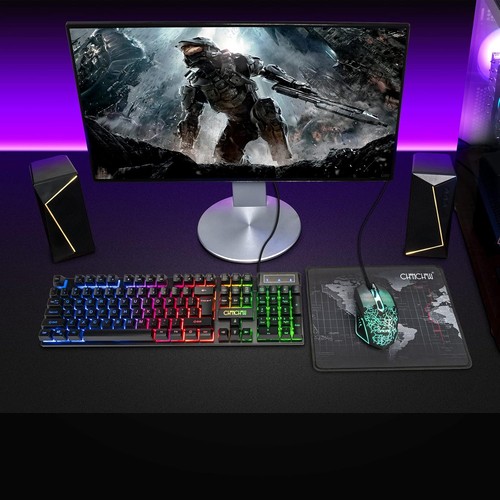 Keyboard and Mouse Gaming LED Wired Combo with Emitting Character 910b  - Picture 8 of 8