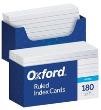 Oxford Ruled Index Cards 3" x 5" 180 Pack – Flashcards for Studying
