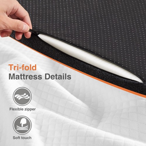 Folding Mattress, 3 inch Tri-fold Memory Foam Mattress Topper for Camping, Fo... - Picture 4 of 7
