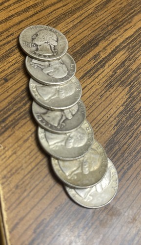 7 90% Silver Washington Quarters 1942-1964 Various Years & Mint Conditions SEVEN - Imagen 12 de 13