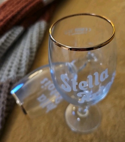 Stella Artois Bicchiere Birra Mezza Pinta Stile Heritage M20 33ccl Set (2) Bordo Oro - Foto 2 di 7