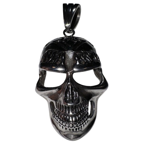 Pendant Stainless Steel Flame Skull (4”) - Picture 3 of 8