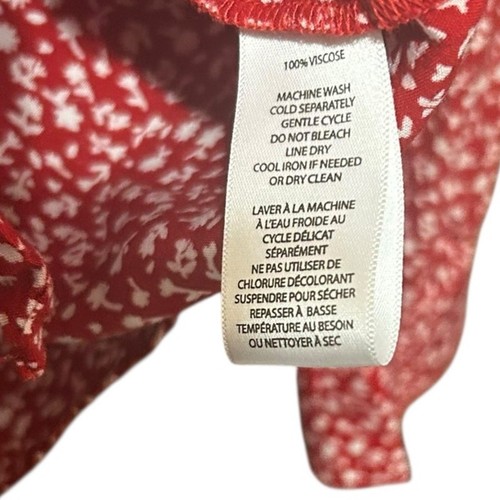 Beach Lunch Lounge Women Cottagecore Top S Red Ditsy Floral Tie Hem Boho Resort - Picture 7 of 9