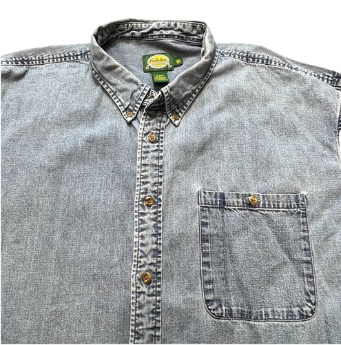 Vintage Cabelas Hemd Herren XXXL Blau Denim Knopfleiste Outdoor Western Heavyweight - Bild 1 von 12