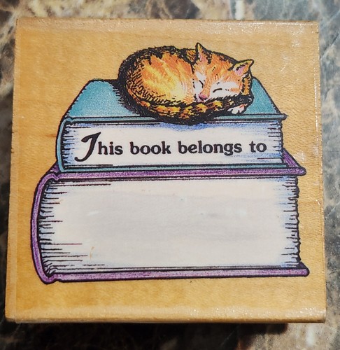 Timbro in gomma con piastra per libri per gatti ALL NIGHT MEDIA 681F "Questo libro appartiene a:" - Foto 1 di 18