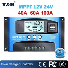 MPPT 40A/100A Solar Panel Battery Charge Controller 12V/24V LCD Regulator UK