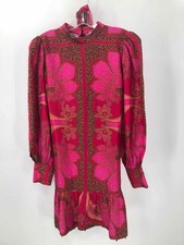 Pre-Owned Farm Rio Pink Size Medium Short Long Sleeve Dress