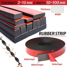 Thick 2-10mm Self Adhesive Rubber Strip Pads Adhesive Backed Solid Seals Gasket
