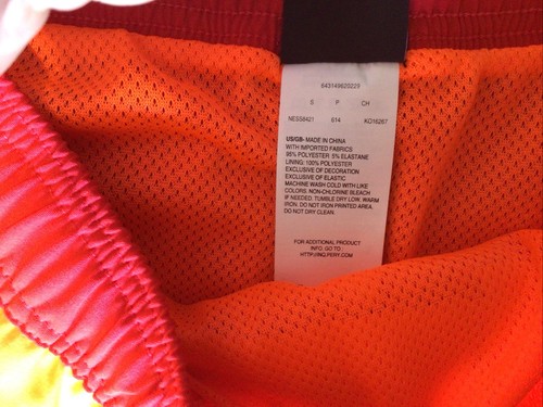 Nike Volley Swim Trunks Shorts Men's Small Meshed Lined Neon Orange Red Pockets - Picture 4 of 7