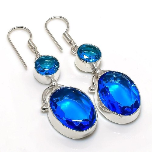 925 Sterling Silver Stone Wife Dangle Drop Birthday Channel-Set Earrings Jewelry - Picture 8 of 30