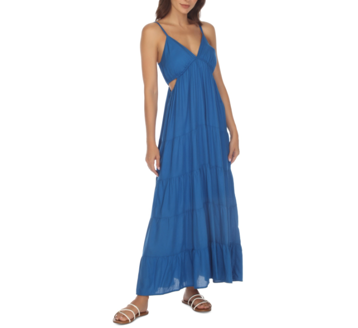 Raviya Women's Side-Cutout Maxi Dress Cover-up - Lapis Blue Size L 7249