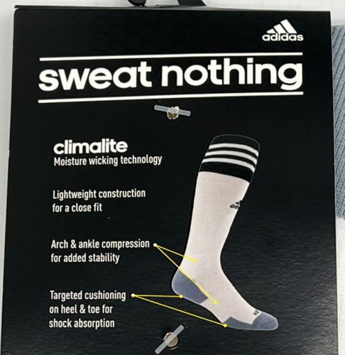 Adidas Soccer Copa Zone White w/ Blue Cushion Climalite Socks Size 13C-4Y - Picture 5 of 6