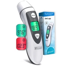 iProven Thermometer for Adults Forehead and Ear - Fever Alarm, 1 White/Grey 