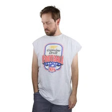 Vtg 90s Miller Genuine Draft NFL Football T-Shirt XL Cutoff USA All Sport Tee