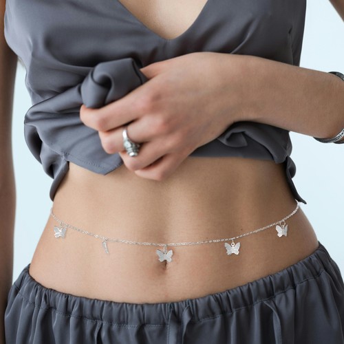 5pcs Boho Tassel Rhinestone Waist Chain Belt Adjustable Belly Chain Body Jewelry - Bild 2 von 12