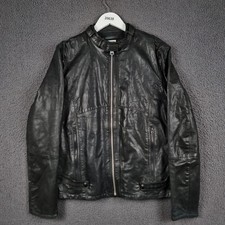 G-STAR Giacca di Pelle Uomo XL Nero Chopper Pelle Grana di Capra Bomber Biker