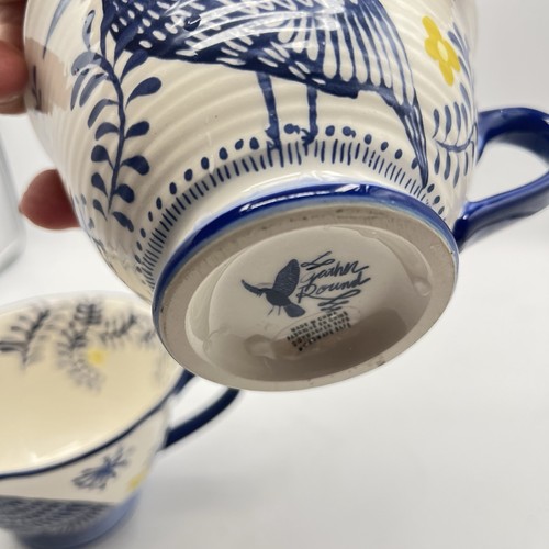 Anthropologie Saga Blue Bird Mugs Set of 2 RARE - Picture 16 of 17