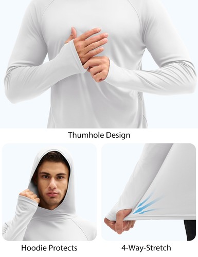 Long Sleeve Shirts for Men UV Sun Protection Hoodie Lightweight Quick Dry Ras... - Picture 6 of 6