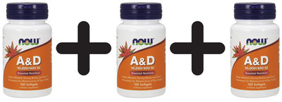 3 x NOW Foods Vitamin A & D, 10000/400 IU - 100 softgels (69,97 EUR/kg)