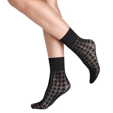 Wolford Ladies Black Dylan Houndstooth Net Socks
