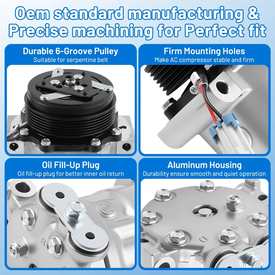 AC Compressor W/Clutch for Chevrolet Blazer S10 GMC Jimmy 1999-2007 CO20145C Foto 4 de 4