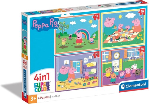 Peppa Pig Puzzle 4 jigsaw Puzzles in 1 Box 12 16 20 24pc puzzles - Picture 1 of 5