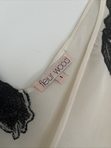 FLEUR WOOD Vintage Black & White Silk Chiffon Camisole Top Size Small - Picture 4 of 12