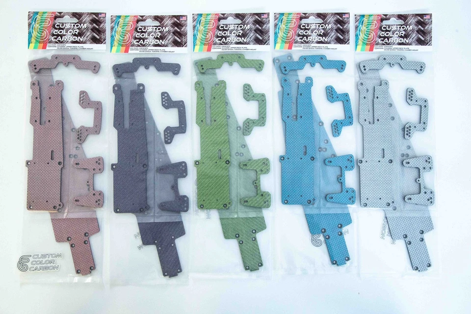 Green Custom Color Carbon Fiber Chassis 5 Piece  Kit For Kyosho Optima Mid - Image 2 of 4