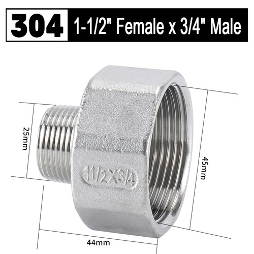 Stainless Steel Pipe Fitting Female to Male Thread Reducer Adapter Connector - Picture 24 of 31