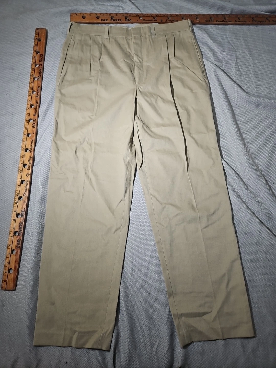 Vintage Nwt Cave Springs Khaki Pants Men 36 Beige Straight Pleated Deadstock 80s