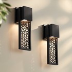 Possini Euro Miele 16"H Matte Black Outdoor LED Wall Light Set of 2