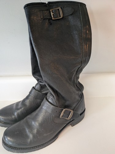 Frye Veronica Slouch Black Leather Riding Boots Women’s Sz 9.5 B Harness