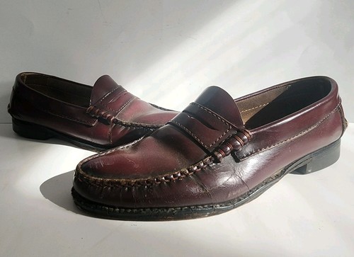 Vintage Mens Burgundy Leather Shoes 10.5 Formal Casual Office Preppy Academia