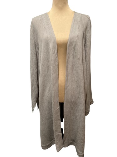 Weiche Umrandung Neu mit Etikett Oceo Gaze Überwurf Knopf taupe Cardigan Staubtuch Resort 2X - Bild 3 von 12