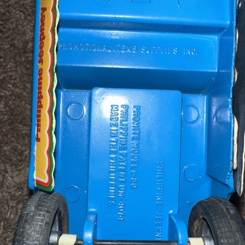 Vintage Blechspielzeug Pro-Mite Modell 1-80 Philippine Jeepney Metall Auto blau - Bild 7 von 8